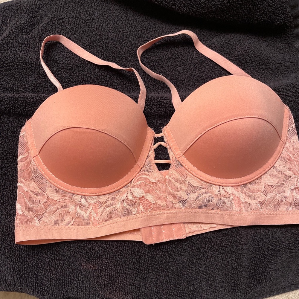 Rachel Rachel Roy 36B Push-Up Bra Lingerie W/ Underwire orange lace
